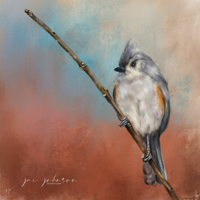 Tufted Titmouse bird painting